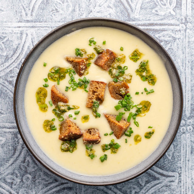 Recipe picture for Creamy Potato & Leek Soup Recipe "Potage Parmentier/Vichyssoise"