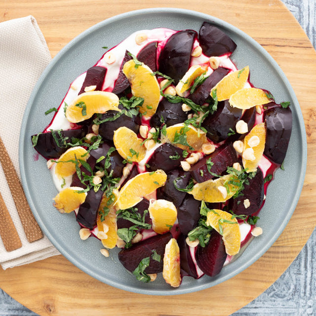 Recipe picture for Roasted beetroot with hazelnuts, orange, yoghurt and honey